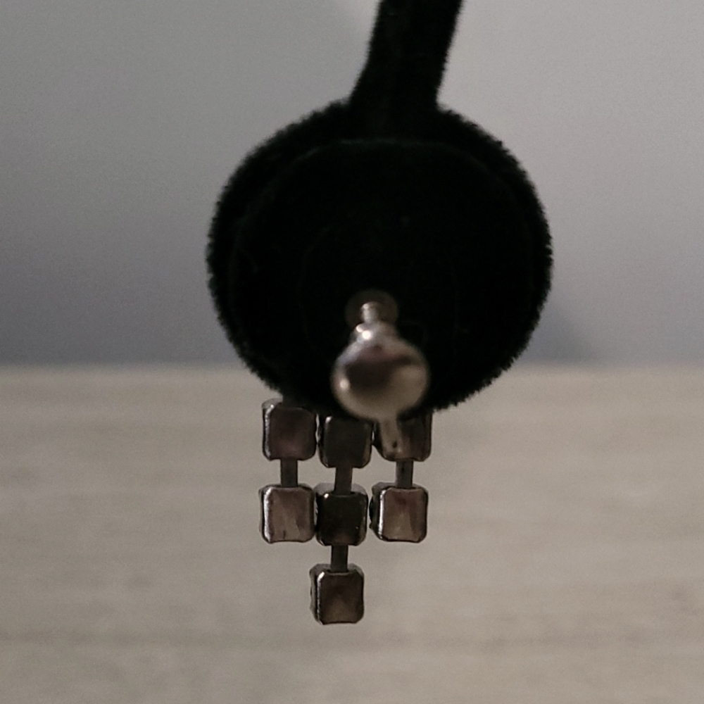 Vintage Blue Rhinestone Stud Dangling Earrings, S… - image 3